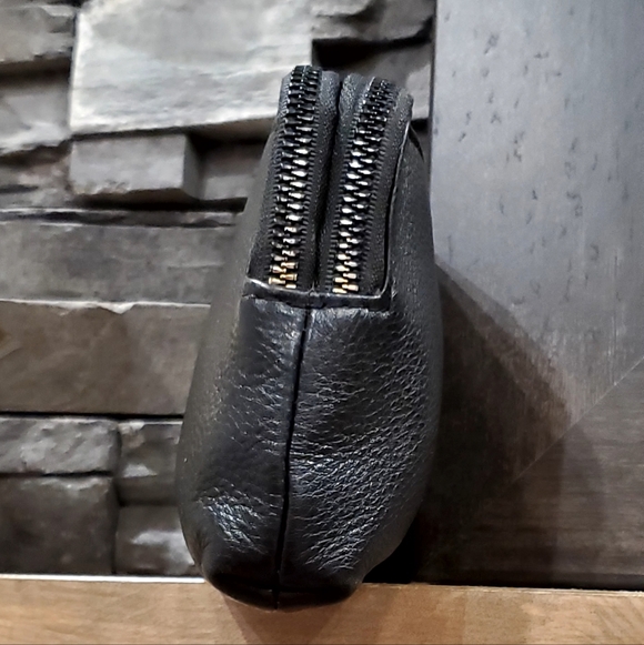 Aimee Kestenberg Black Pebble Leather 2 Compartment Zip Wallet Clutch, 8", - Picture 6 of 16